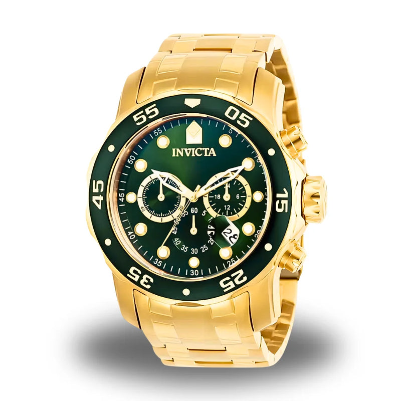 Invicta Pro Diver 0077 Luxo Banhado a Ouro 18K Caixa Especial + 2 Brindes À Prova D'Água Brilho Duradouro e Estilo Exclusivo
