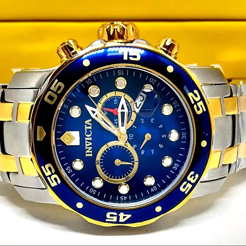 Invicta Pro Diver 0077 Luxo Banhado a Ouro 18K Caixa Especial + 2 Brindes À Prova D'Água Brilho Duradouro e Estilo Exclusivo