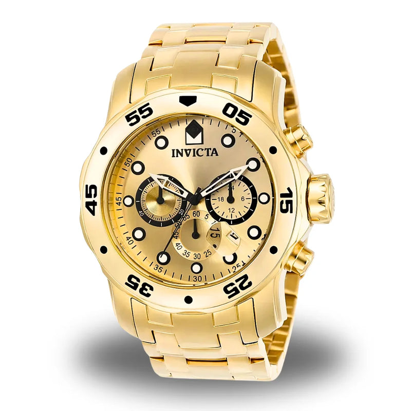 Invicta Pro Diver 0077 Luxo Banhado a Ouro 18K Caixa Especial + 2 Brindes À Prova D'Água Brilho Duradouro e Estilo Exclusivo