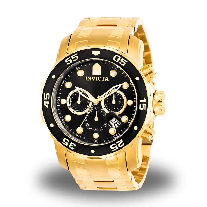 Invicta Pro Diver 0077 Luxo Banhado a Ouro 18K Caixa Especial + 2 Brindes À Prova D'Água Brilho Duradouro e Estilo Exclusivo