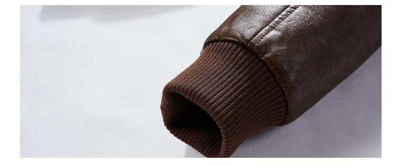 Jaqueta de couro masculina estilo motoqueiro