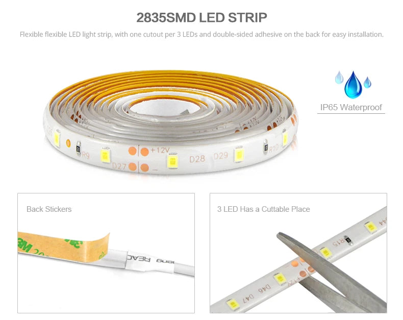 Fita LED com sensor de movimento.1m/2m/3m/4m/5m DC12V