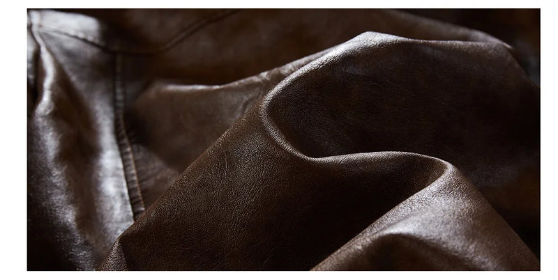 Jaqueta de couro masculina estilo motoqueiro