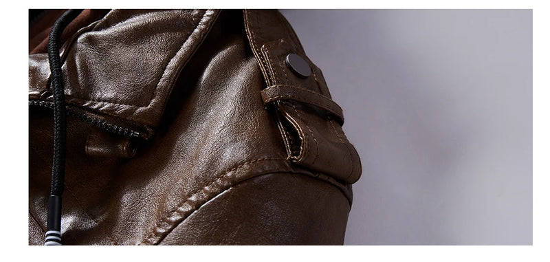 Jaqueta de couro masculina estilo motoqueiro