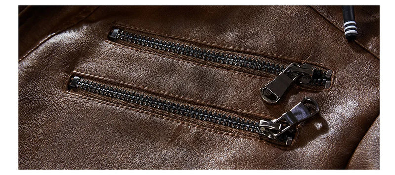Jaqueta de couro masculina estilo motoqueiro