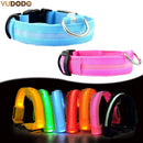 Coleiras fluorescentes luminosas para animais, LED de nylon