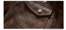 Jaqueta de couro masculina estilo motoqueiro