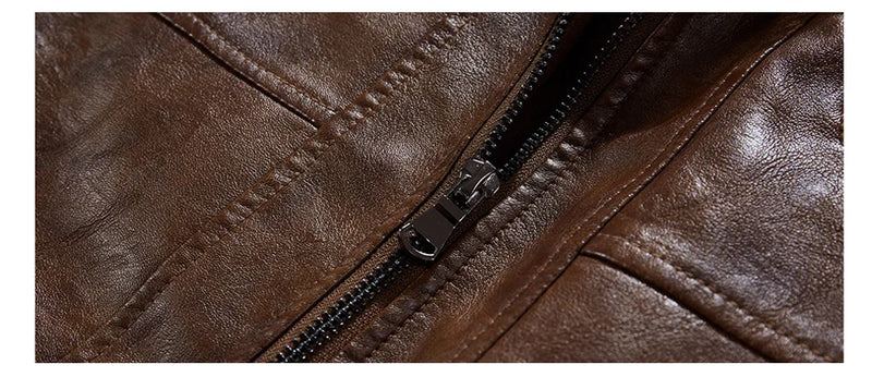 Jaqueta de couro masculina estilo motoqueiro