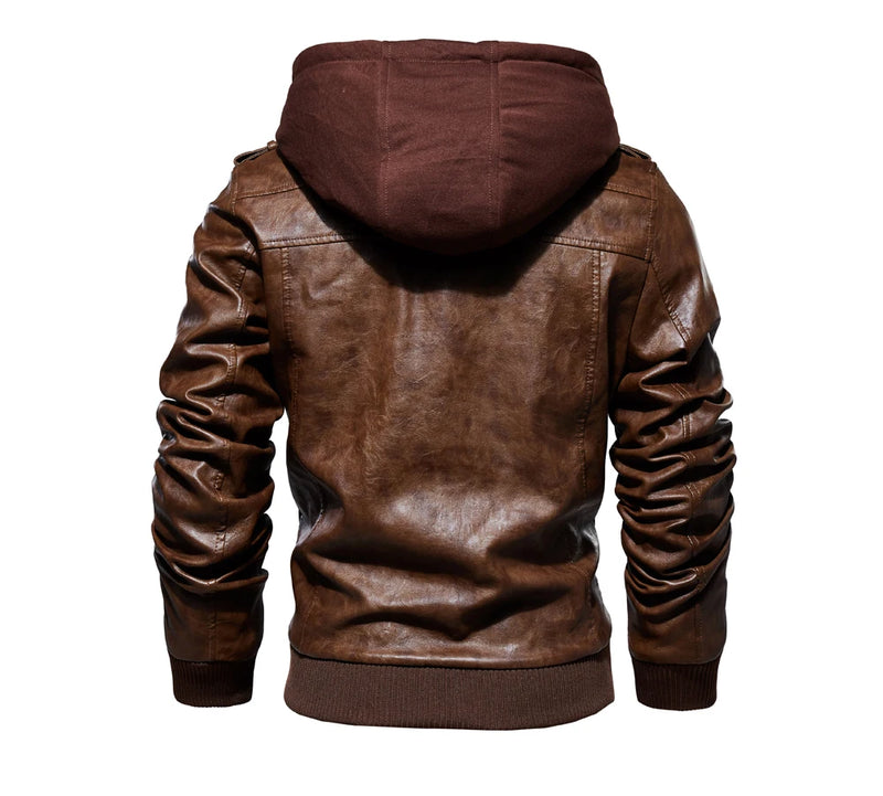 Jaqueta de couro masculina estilo motoqueiro