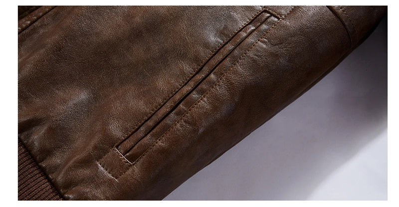 Jaqueta de couro masculina estilo motoqueiro