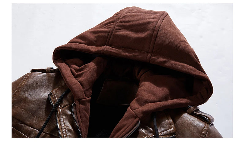 Jaqueta de couro masculina estilo motoqueiro