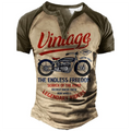 COLEÇÃO RAIZ URBANA Camiseta Henley vintage com estampa 3D , estilo casual, streetwear.