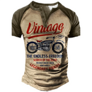 COLEÇÃO RAIZ URBANA Camiseta Henley vintage com estampa 3D , estilo casual, streetwear.