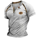 Camisa Henley com decote em V masculina, tops tribais estampados