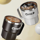 Caneca de café com revestimento duplo inoxidável, tampa e alça.