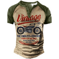 COLEÇÃO RAIZ URBANA Camiseta Henley vintage com estampa 3D , estilo casual, streetwear.