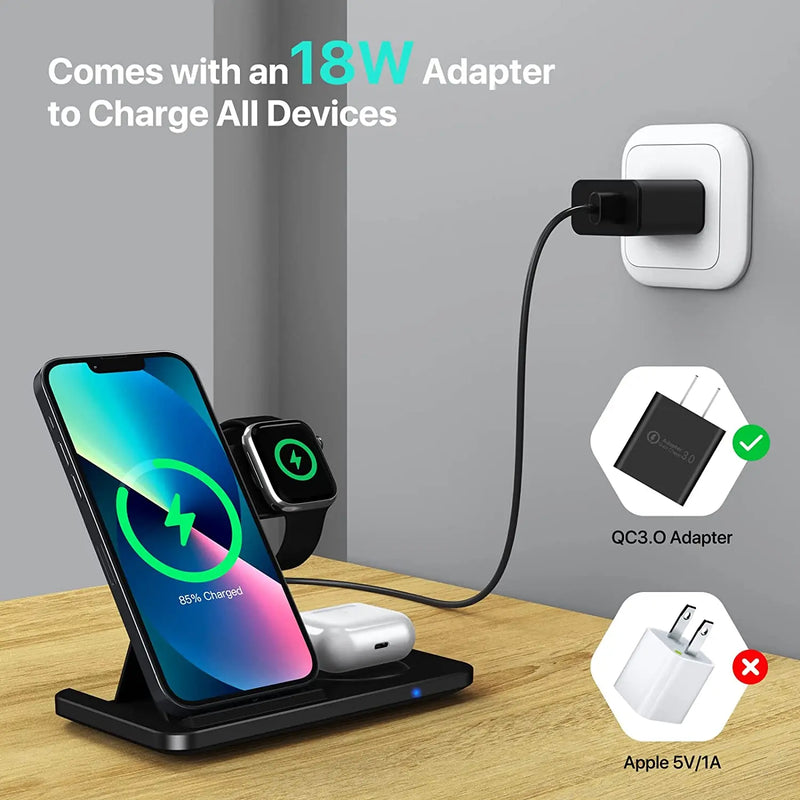 Carregador 3 em 1 sem fio