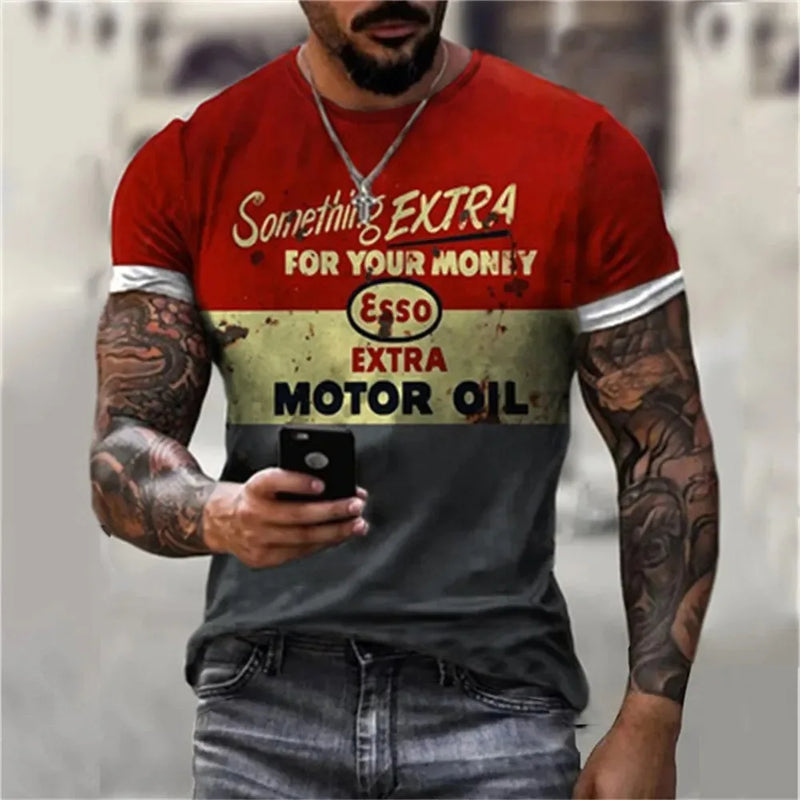 Camisa masculina Castrol, estampas em 3D