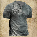 Camisa Henley com decote em V masculina, tops tribais estampados