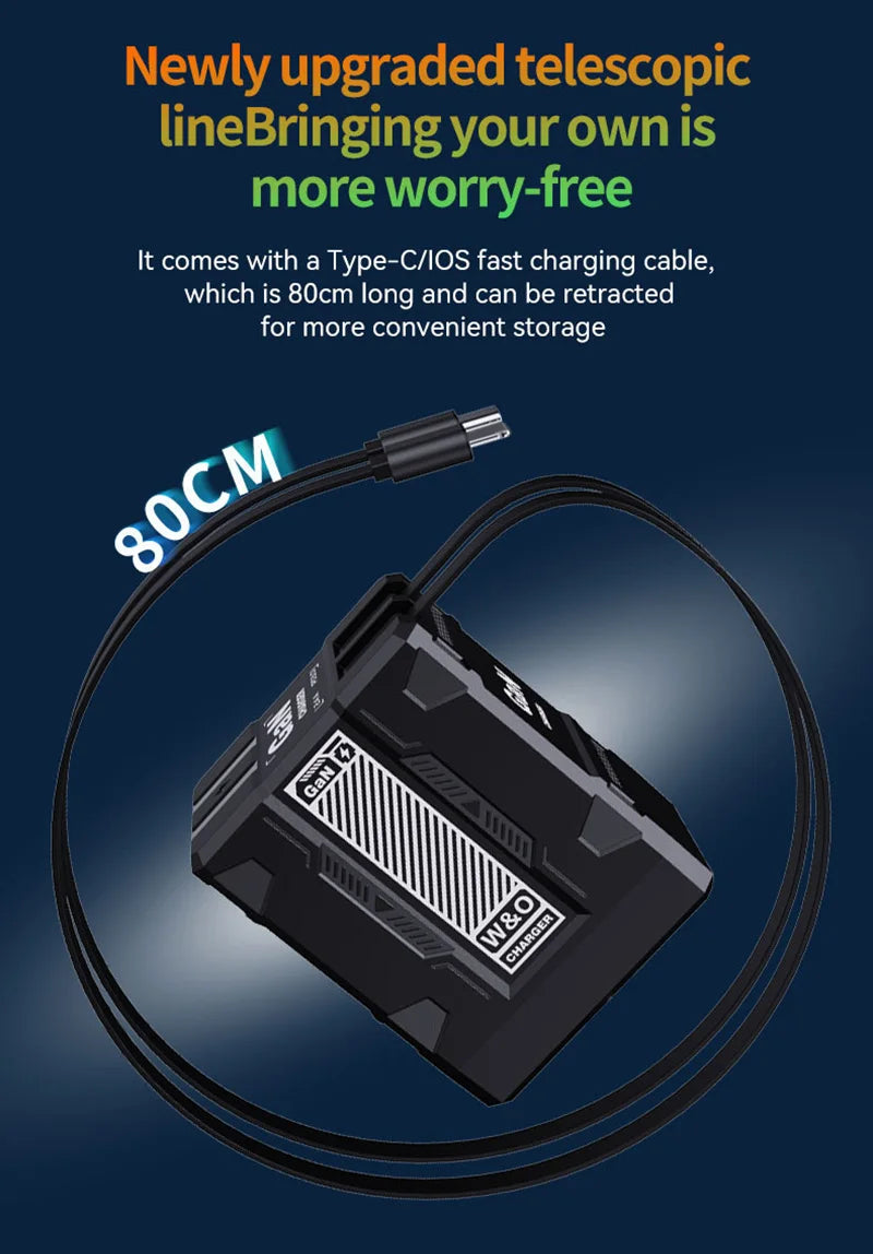 Carregador turbo Xiaomi 120W GaN, cabo retrátil, tipo C ,Compativel com   Iphone 16,  Ipad , Macbook