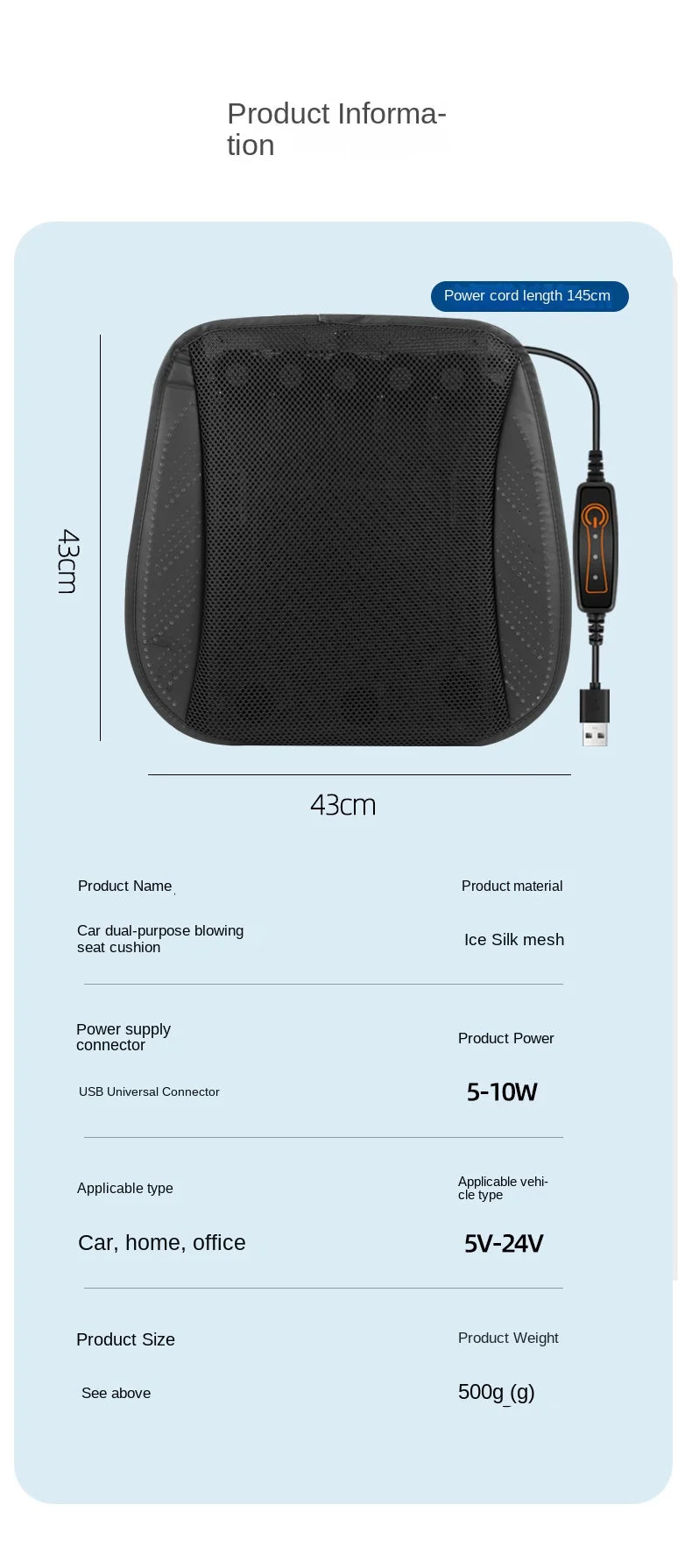 Assento respirável. Almofada c/ sistema de dissipação de calor.