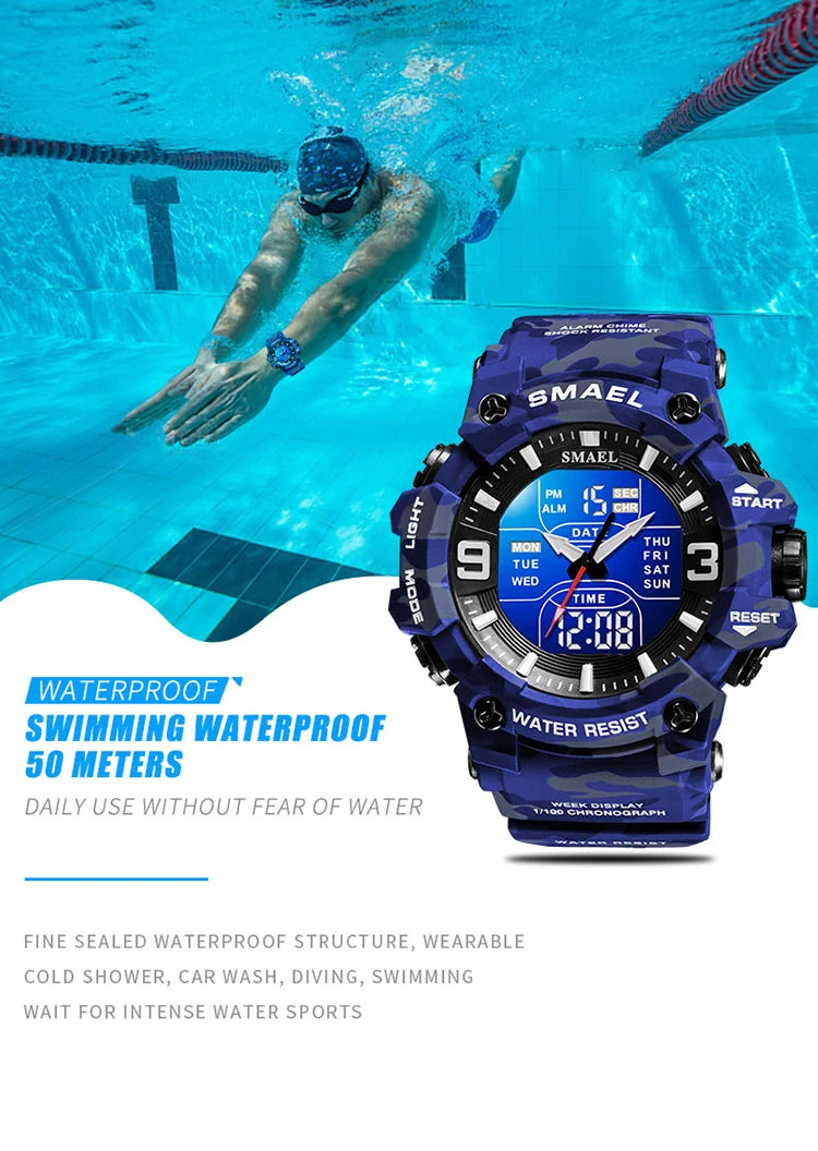 Relógio camuflado estilo militar