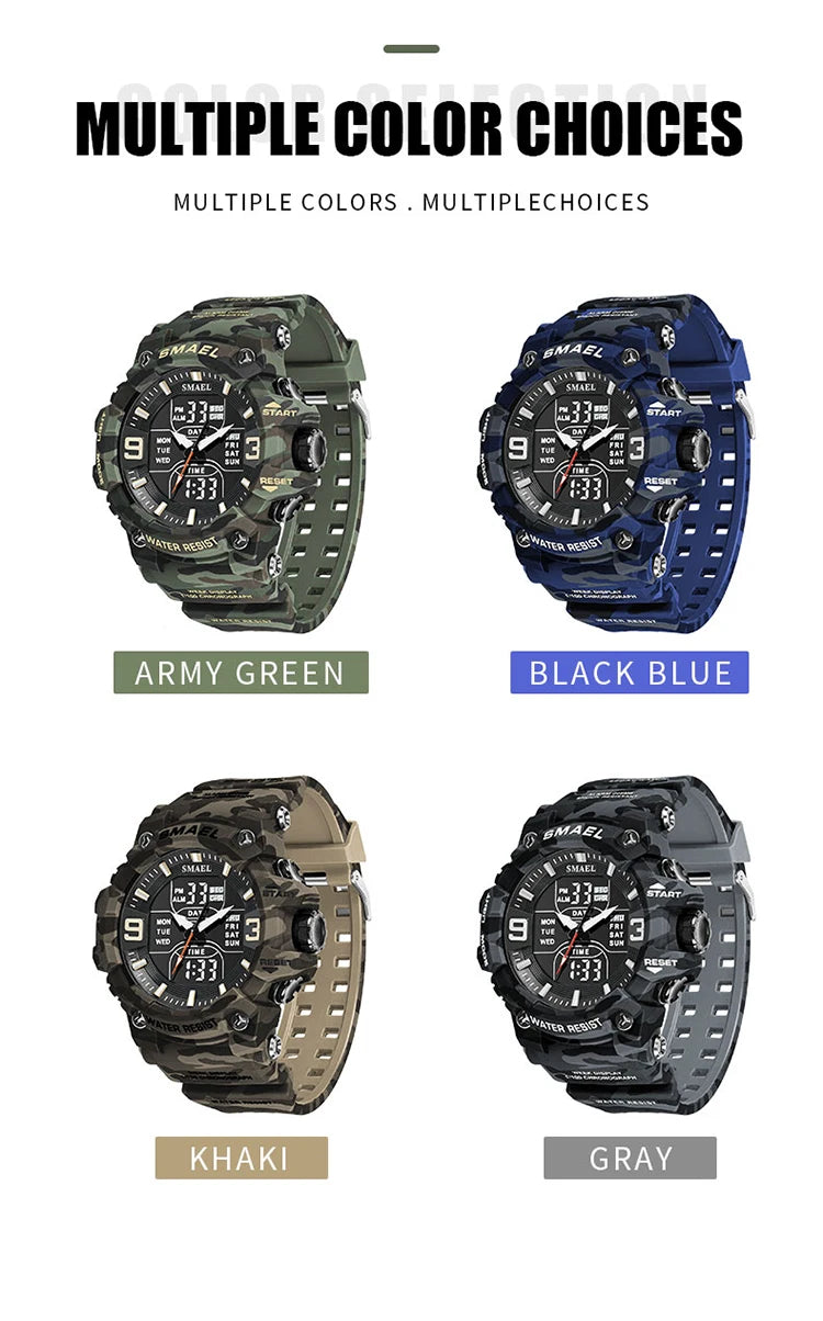 Relógio camuflado estilo militar