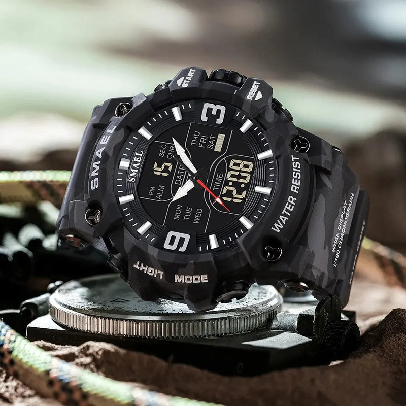 Relógio camuflado estilo militar