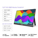 Monitor portátil ARZOPA de 15,6 polegadas FHD 1080P IPS USB-C Mini-HDMI, segunda tela externa para Mac,
 laptop, PC, Switch, Xbox, PS4/5 e Xbox.
