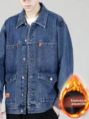 Jaqueta jeans masculinacom forro Fleece |Outono-Inverno|