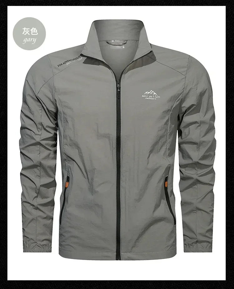 Jaqueta corta-vento masculina, proteção solar UV, respirável, ultraleve