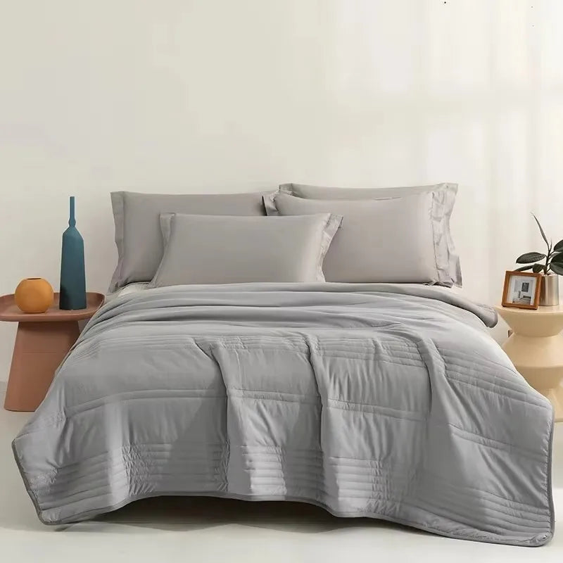 Colcha "fria". Cobertor fino de fibra