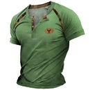 Camisa Henley com decote em V masculina, tops tribais estampados