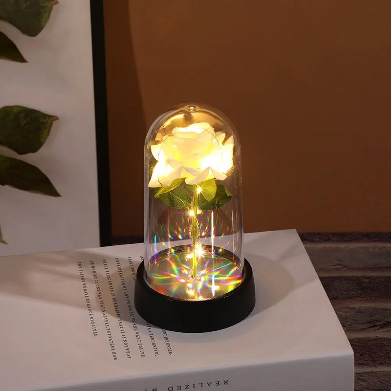 Flor rosa eterna, decoração de casa ornamento luminoso