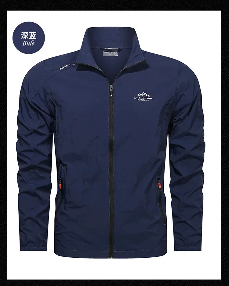 Jaqueta corta-vento masculina, proteção solar UV, respirável, ultraleve