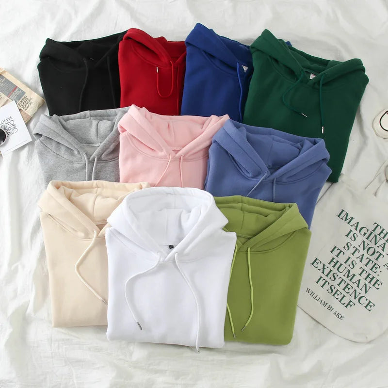 Moletom com capuz de bolso e calça de cor sólida masculino e feminino