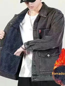 Jaqueta jeans masculinacom forro Fleece |Outono-Inverno|