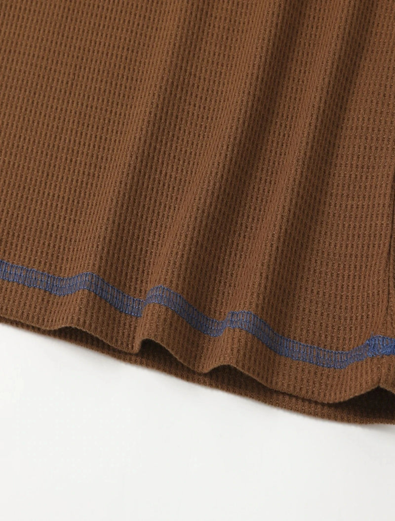 Camisa Henley com decote em V masculina, tops tribais estampados