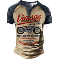 COLEÇÃO RAIZ URBANA Camiseta Henley vintage com estampa 3D , estilo casual, streetwear.