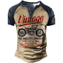 COLEÇÃO RAIZ URBANA Camiseta Henley vintage com estampa 3D , estilo casual, streetwear.