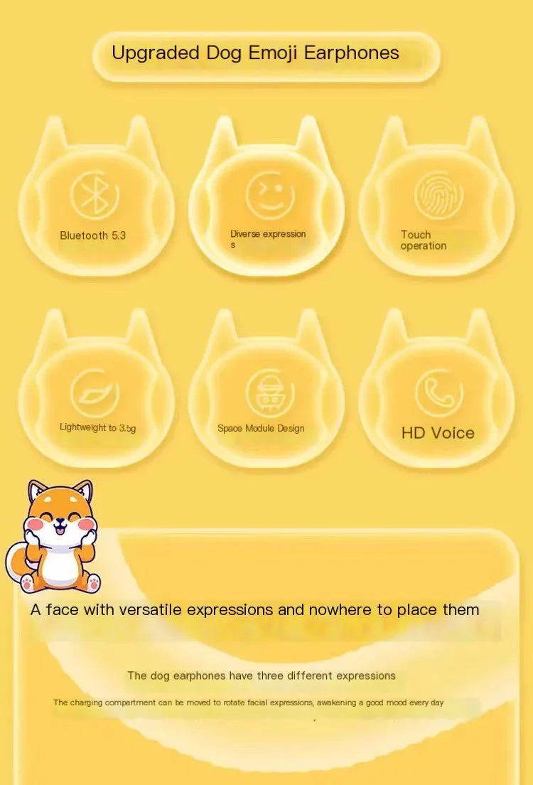 Fones de ouvido sem fio bluetoth cut pet puppy