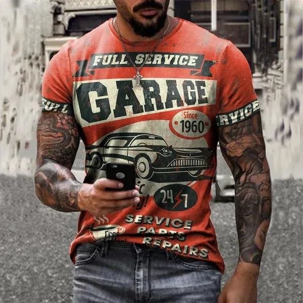 Camisa masculina Castrol, estampas em 3D