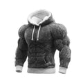 Moletom Masculino com Capuz e Estampa de Músculos 2D