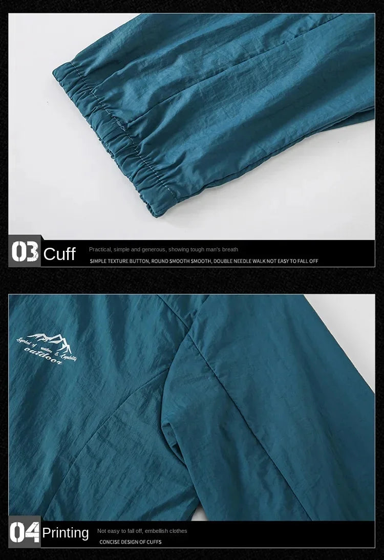 Jaqueta corta-vento masculina, proteção solar UV, respirável, ultraleve