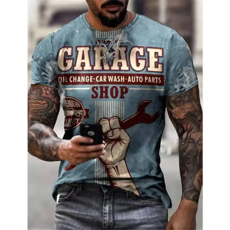 Camisa masculina Castrol, estampas em 3D