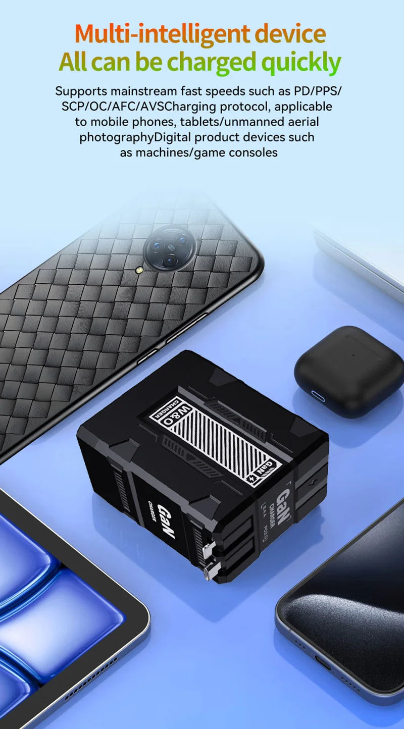 Carregador turbo Xiaomi 120W GaN, cabo retrátil, tipo C ,Compativel com   Iphone 16,  Ipad , Macbook